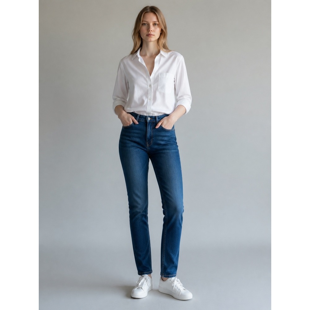 James Jeans High Class Straight Jeans Womens 29 Anarchy Dark Wash Made‎ USA